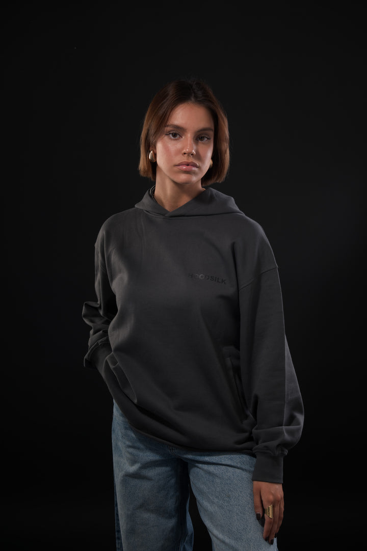 Grey oversized no rib hoodie